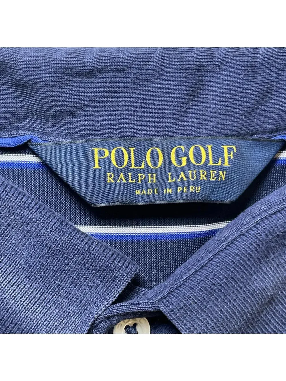 Polo Golf Ralph Lauren Men’s Shirt Sz L Blue Striped S/S Cotton Polyester Blend